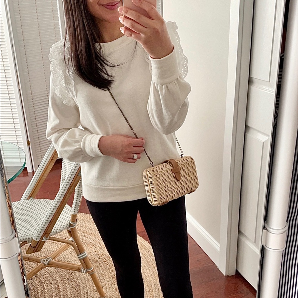 Ann Taylor Eyelet Ruffle Sweatshirt